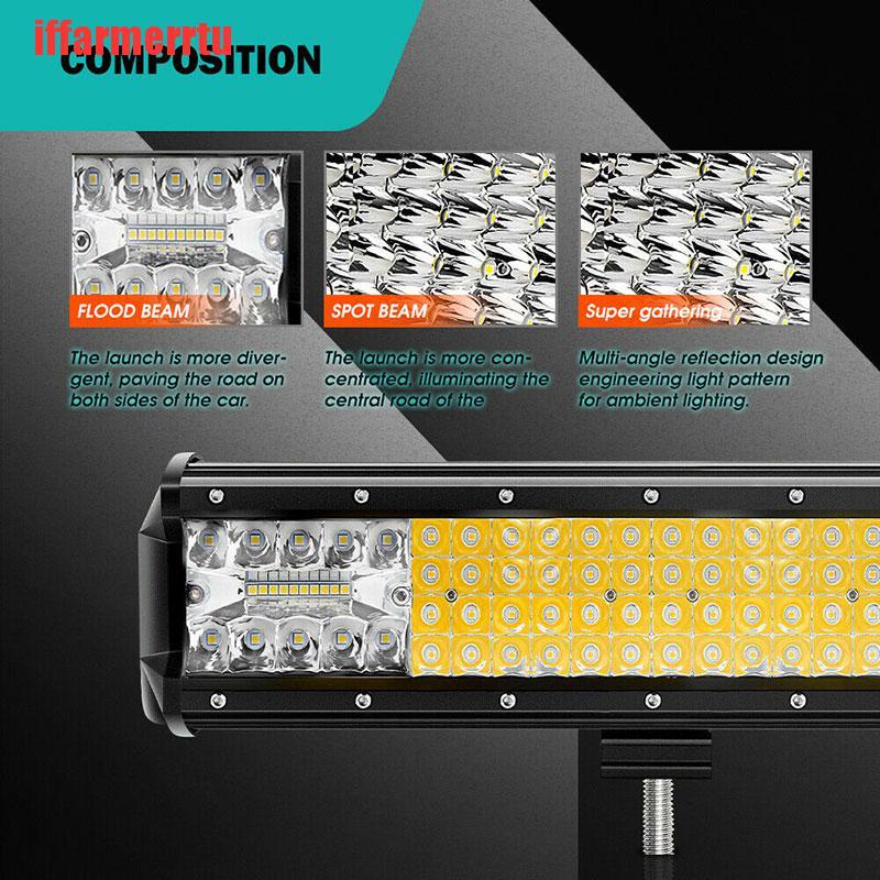 {iffarmerrtu}12INCH 816W QUAD ROW LED LIGHT BAR SPOT FLOOD OFFROAD for JEEP TRUCK SUV 14/15 TQM