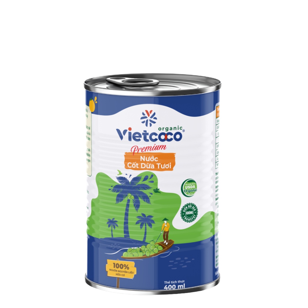 Nước cốt dừa hữu cơ Vietcoco 400ml dùng nấu xôi, nấu chè