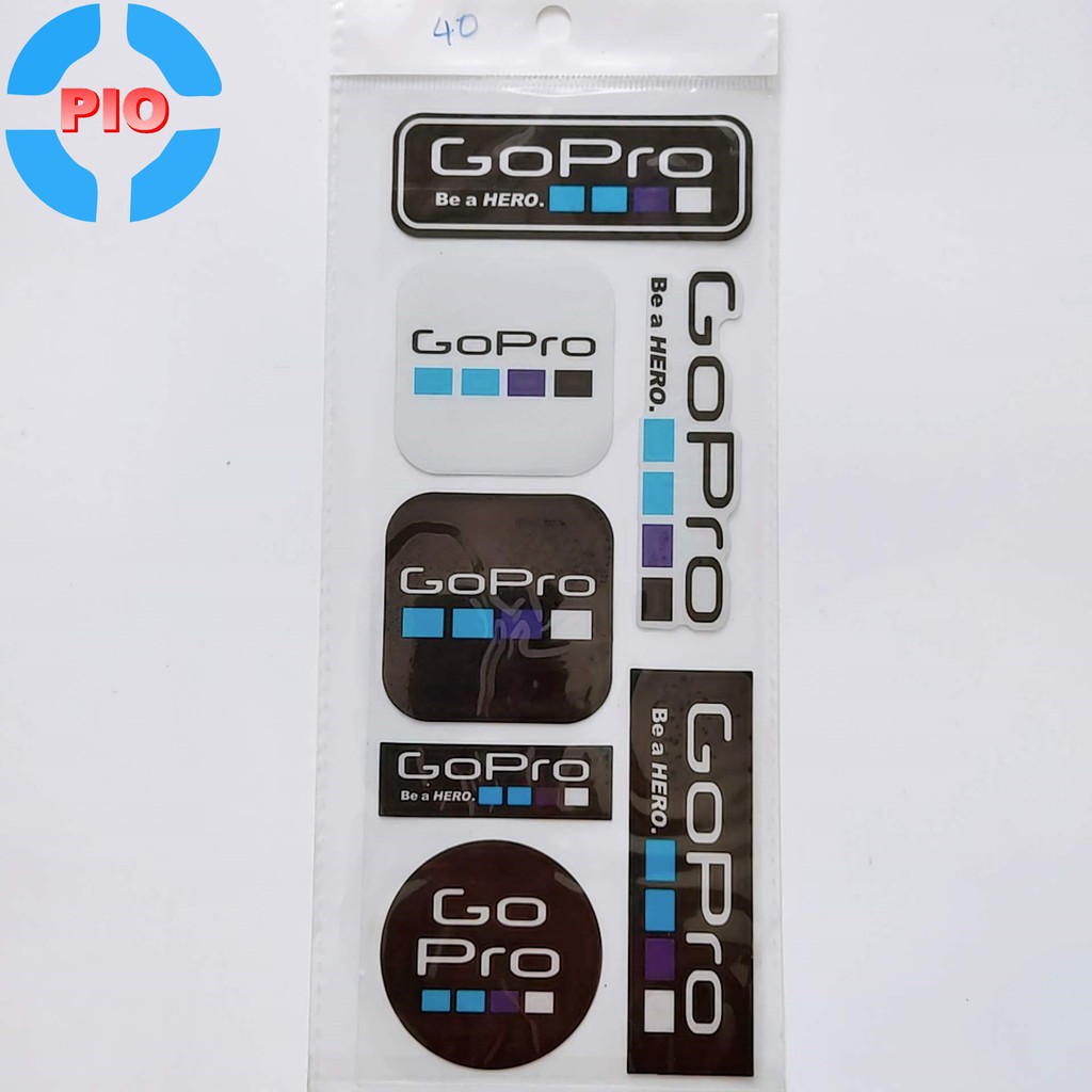 Bộ Tem Sticker GoPro Phản Quang Cao Cấp Dán Xe Máy, Ô Tô, Mũ Bảo Hiểm, Chống Thấm Nước, Chống Bay Màu