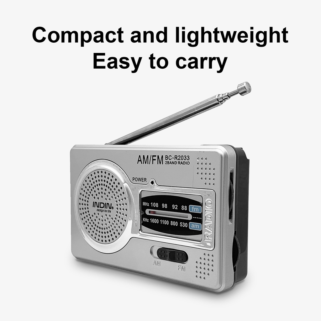 Radio Mini huarmey BC-R2033 AM FM Bỏ Túi Công Suất Thấp Tích Hợp Loa Tiện Dụng Cho Gia Đình