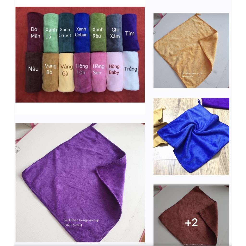 Set 10 khăn lau đa năng vải chuyên dụng Microfiber, KT 30x30cm