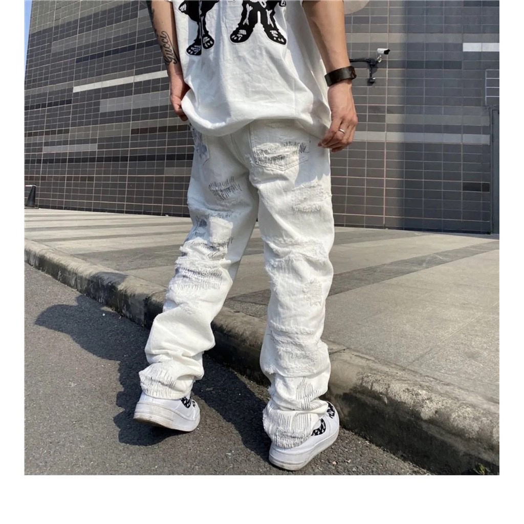 Quần jean ống rộng unisex phong cách hiphop