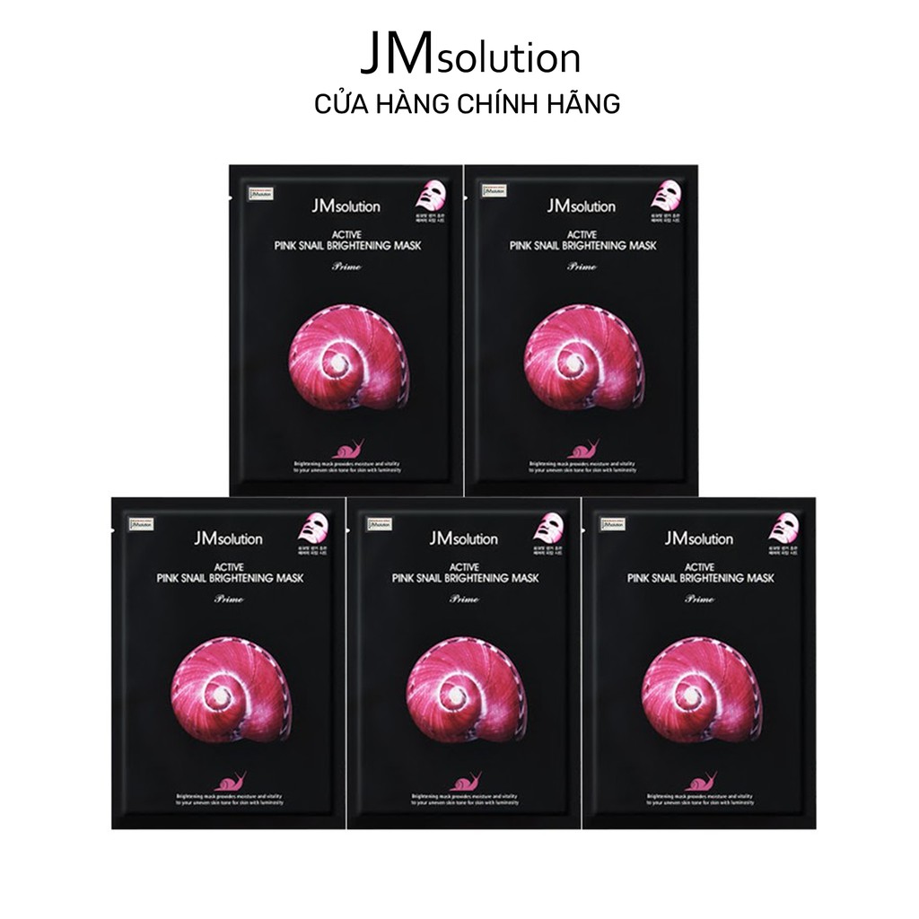 Combo 5 Mặt nạ ốc sên hồng JMSolution Active Pink Snail Brightening Mask trẻ hóa da 30ml x5