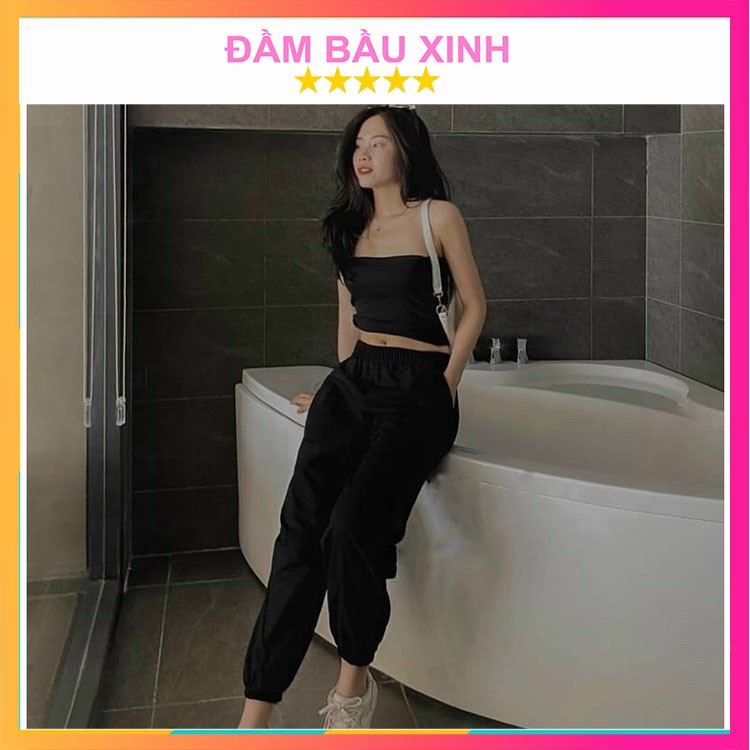 Quần Đũi Nữ Bom Cạp Chun Thoáng Mát Hai Màu Thấm Hút Mồ Hôi Tốt