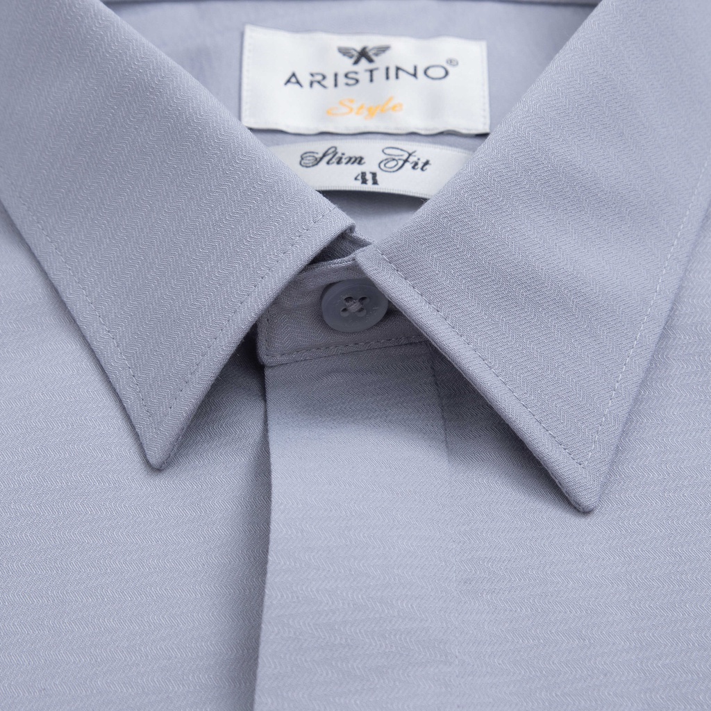 Áo sơ mi nam dài tay ARISTINO màu xám tinh tế, dệt từ sợi tre thiên nhiên thoáng mát, thoải mái ALS10402