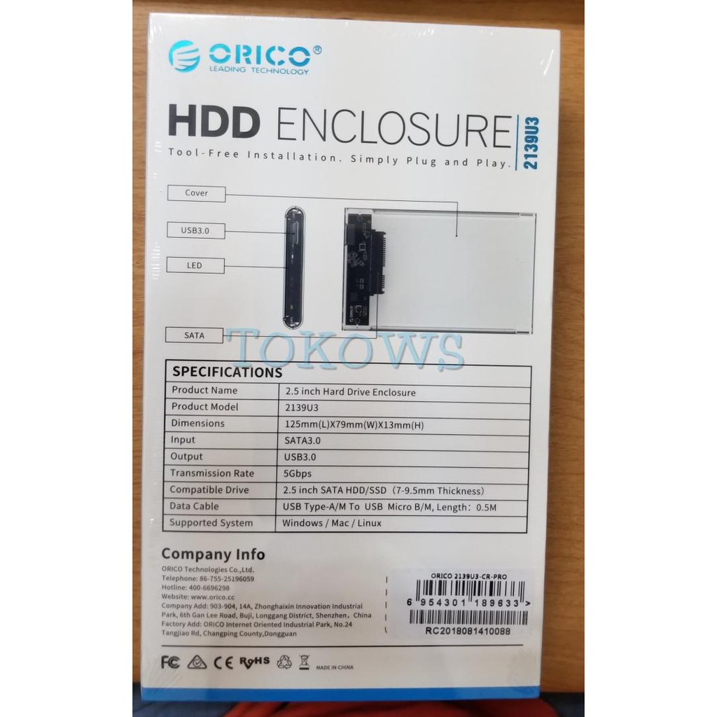 Hộp Đựng Ổ Cứng Ngoài Hdd 2.5 "Usb 3.0 - Orico 2139u3 | BigBuy360 - bigbuy360.vn
