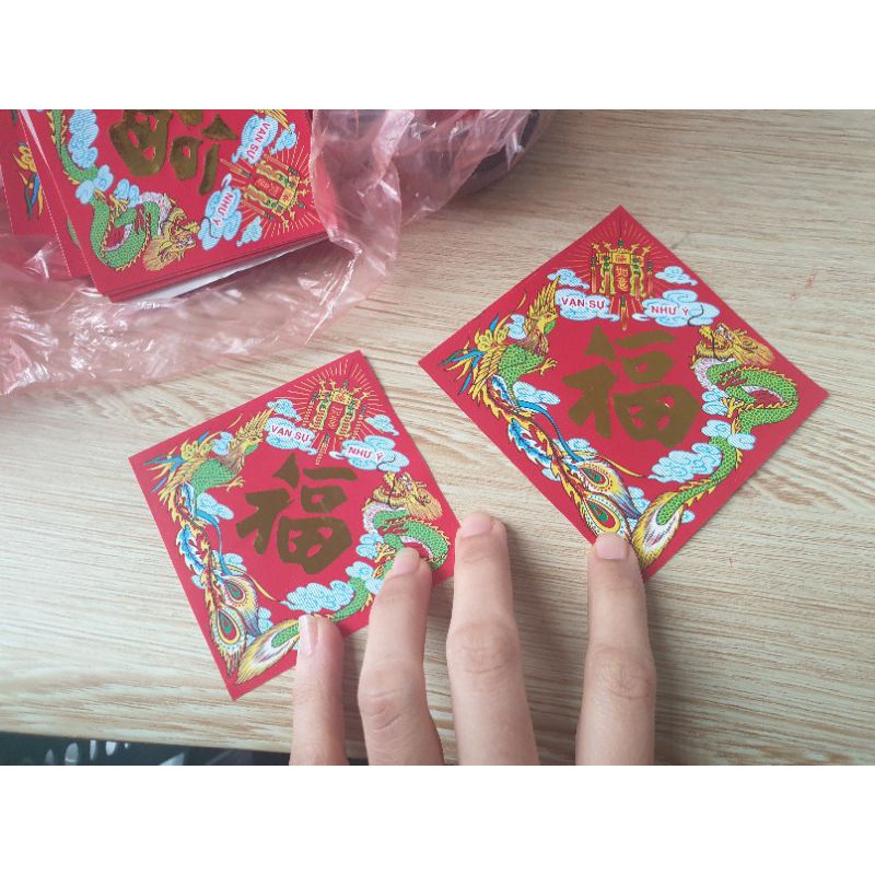 Tem long phụng trang trí ngày tết dán dưa hấu bánh trưng bánh tét pháo giấy