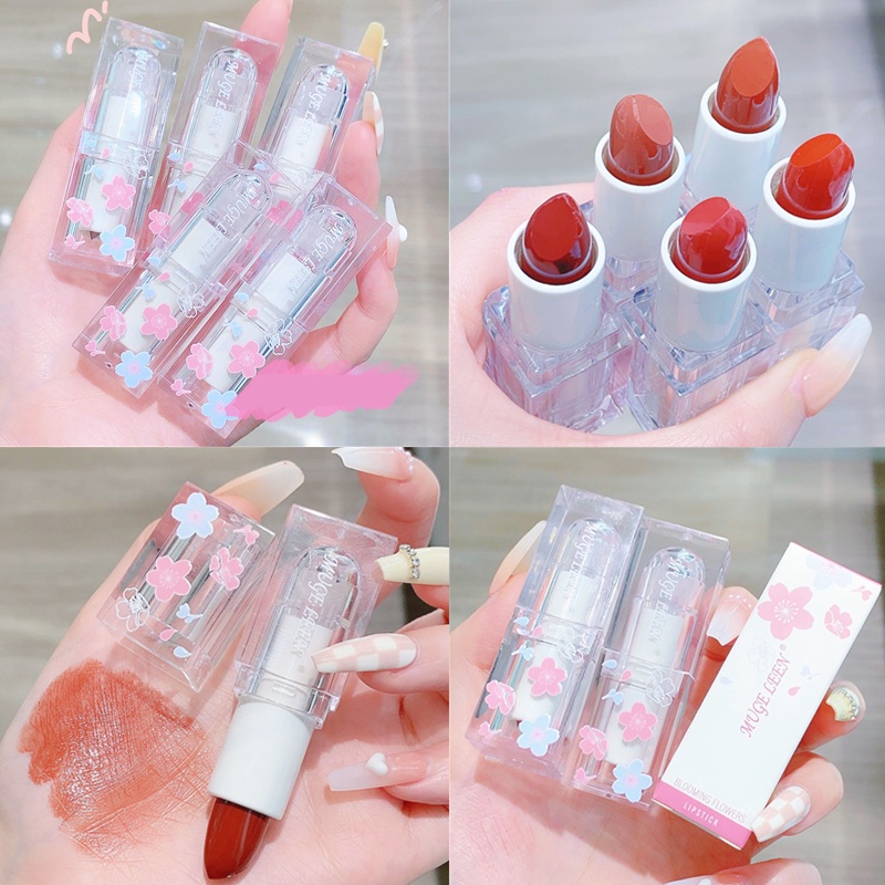 Son Môi MUGE LEEN 6 Màu Sắc Tùy Chọn Lâu Trôi Dưỡng Ẩm Chống Thấm Nước Giữ Màu Lâu Trong 24h