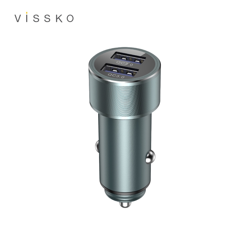 Vissko Car Charger 6A/36W for Dual Ports Type C+USB Support QC3.0+PD Fast Charging