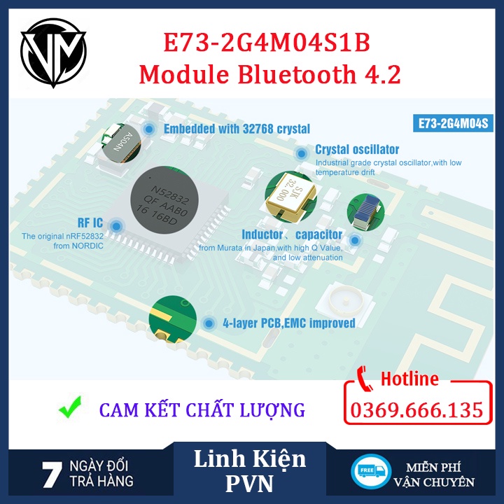 E73-2G4M04S1B Module Bluetooth 4.2 chip nRF52832 (PCB/IPEX)