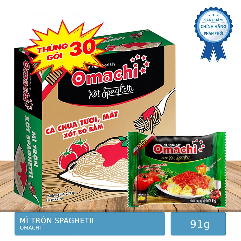 Thùng 30 Gói Mì Trộn Spaghetti Omachi Khoai Tây Gói 91g