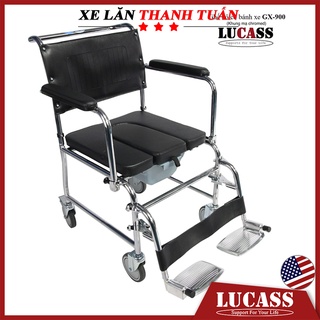 Ghế bô vệ sinh Lucass GX-900 Khung inox và nệm da cao cấp - Dùng Như 1 chiếc xe lăn
