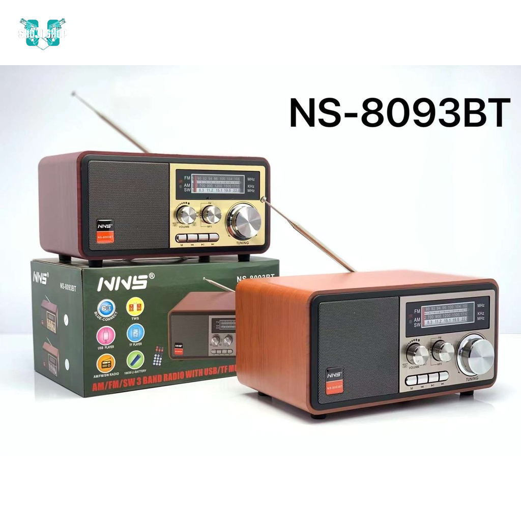 Đài FM Radio NNS NS-8093BT bắt được Bluetooth kết nối USB thẻ nhớ full chức năng + 12 Tháng BH