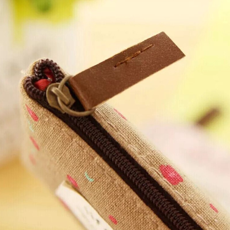 Coin Bag Mini Floral Canvas Coin Cases Keys Bags Zip Wallet