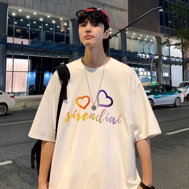 Áo Thun Tay Ngắn Dáng Rộng In Chữ Phong Cách Hip Hop Hàn Quốc Thời Trang Mùa Hè Cho Nam Size M-5XL