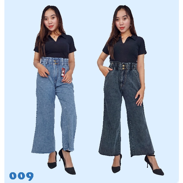 Quần Culottes Jean Mẫu Gà Borjus Đáy Quần Rawis Màu Xanh Tuyết Và Đen Tiêu Chuẩn Size Jumbo Có Thể Ăn Mặc Ở Nhà | Mã 009