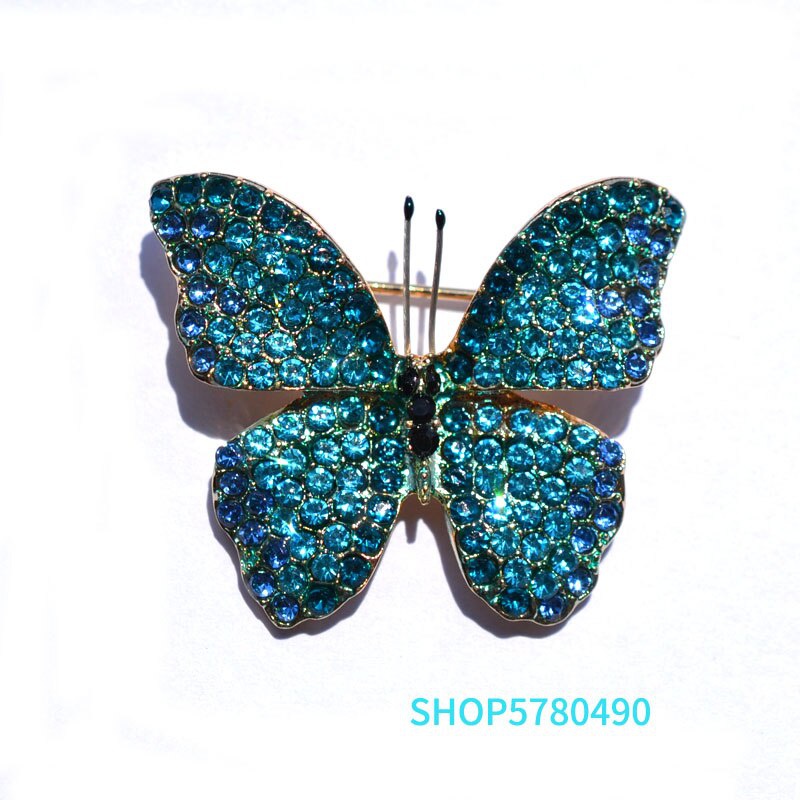 Ghim cài áo hình con bướm đính đá phong cách vintage thời trang dành cho nữ