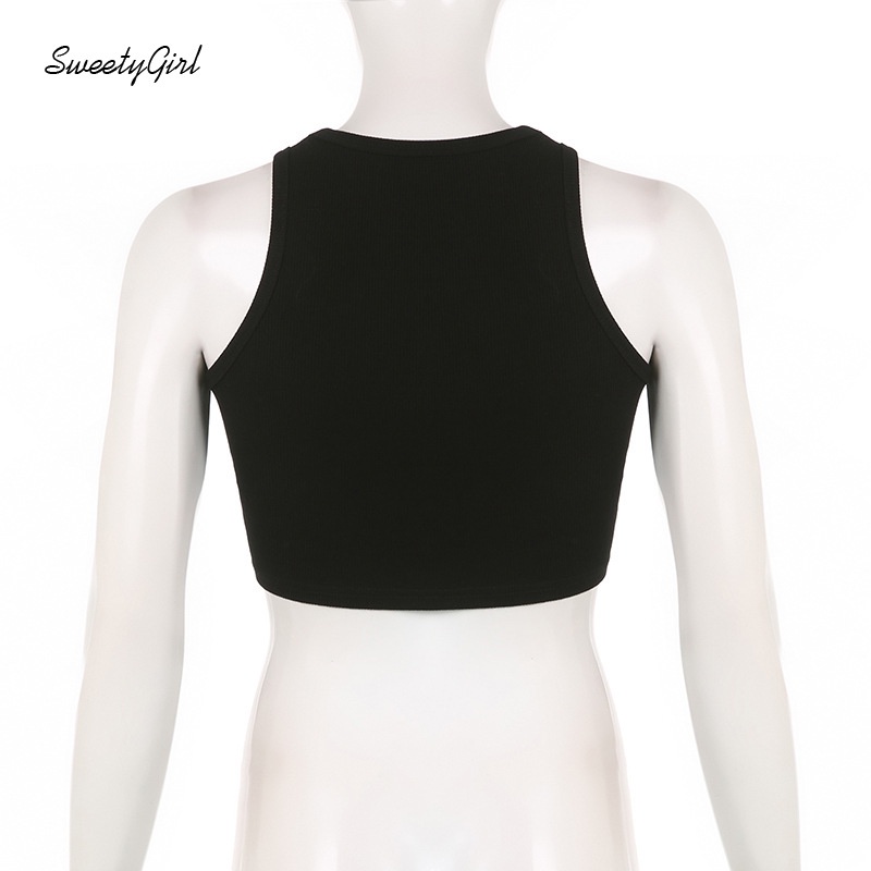 Áo Tank Top Cổ Tròn Không Tay In Họa Tiết Phong Cách Đường Phố Dành Cho Nữ