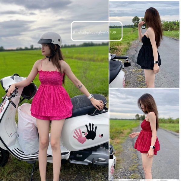 Set babydoll nữ ,set đồ nữ babydoll ,áo 2 dây kèm quần chất ĐŨI 2 lớp chuẩn form siêu xinh PLS16