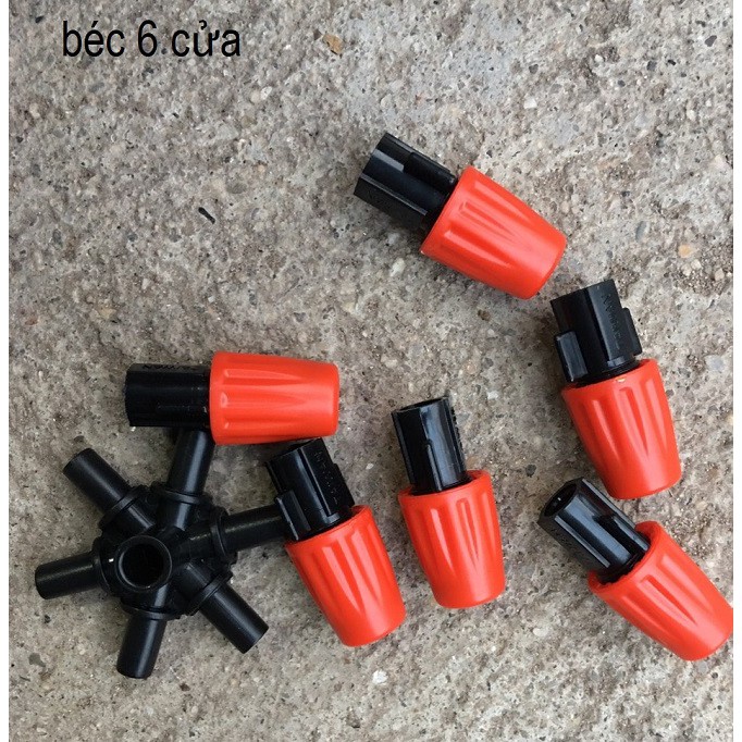 ( SIÊU HOT ) Béc phun sương 6 cửa 6 hướng (nhựa đỏ) hàng chất lượng cao