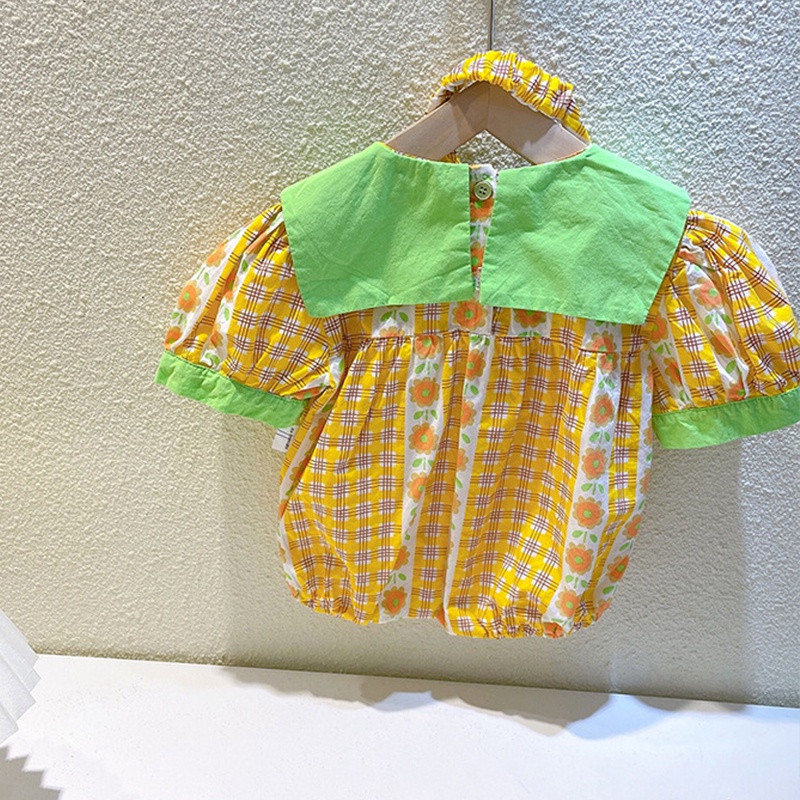 Áo Liền Quần Tay Loe In Hoa Cho Em Bé Mới Sinh