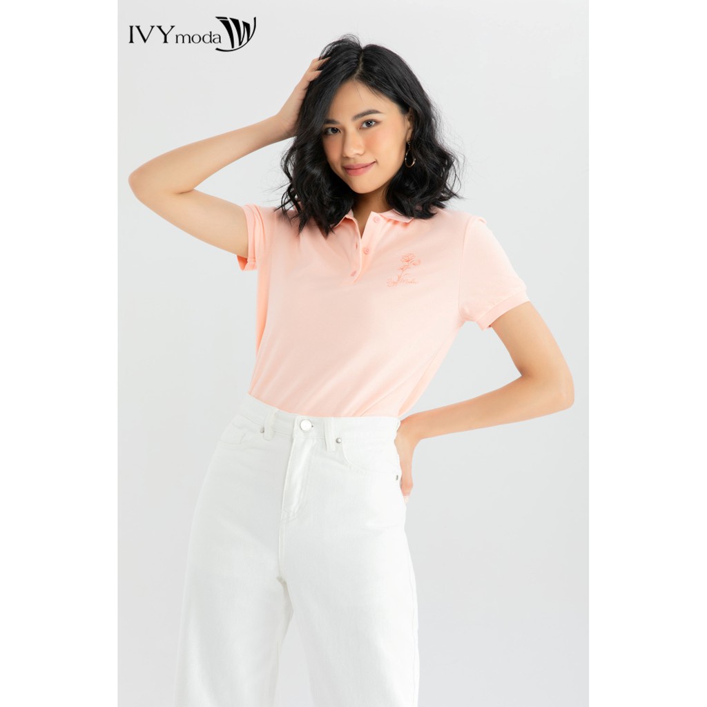 Áo polo nữ thêu hình IVY moda MS 57T0032