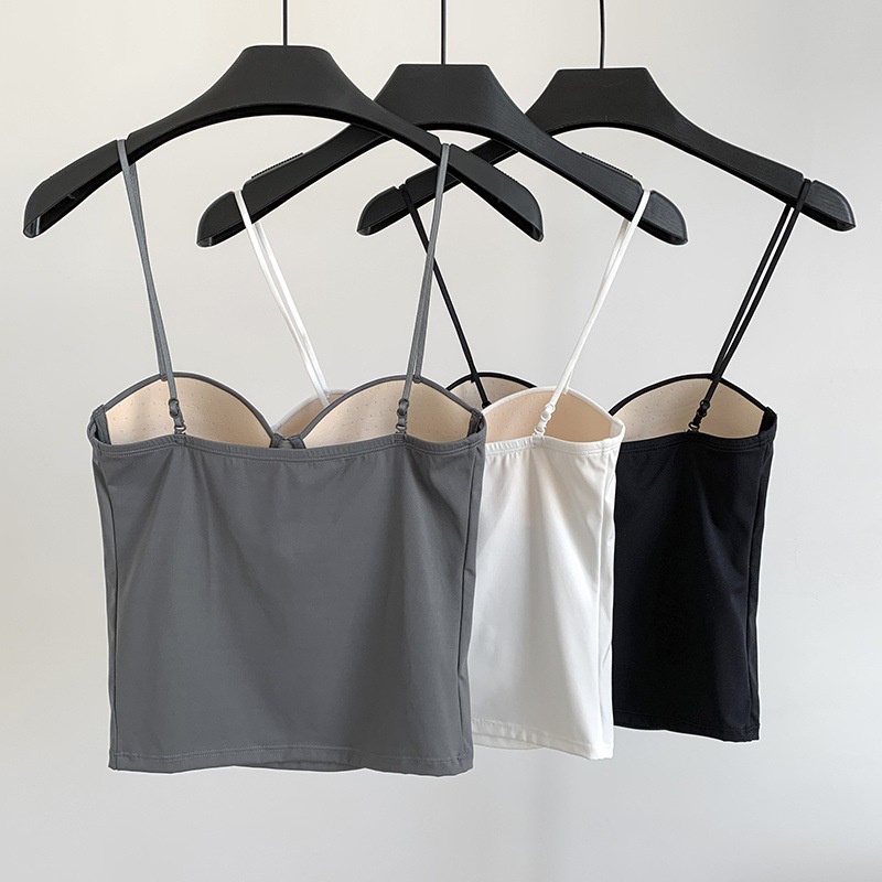 Áo bra 2 dây su lạnh mát mịn, Áo thun croptop cúp ngực mút mỏng SAVILL B5026