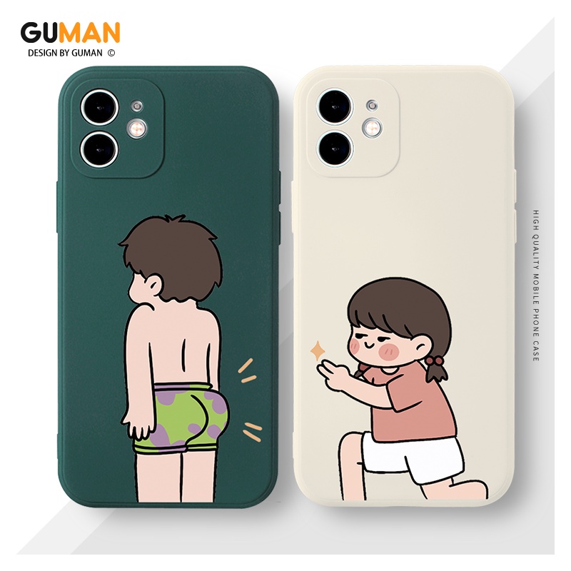 Ốp Điện Thoại GUMAN Mềm Chống Sốc viền vuông nam nữ ngộ nghĩnh độc lạ hoạt hình cặp đôi dễ thương đẹp cho iPhone 13 12 11 Pro Max SE 2020 X XR XS 8 7 ip 6S 6 Plus kute XYI550