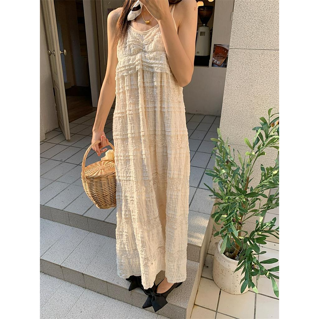 60761 Đầm Ren Hai Dây Xếp Tầng Ngọt Ngào