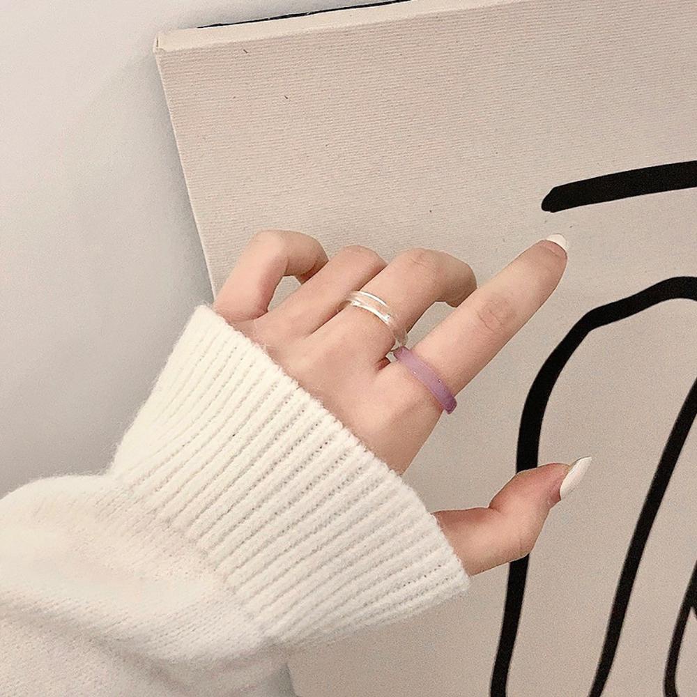 Nhẫn Trong Suốt Nhiều Màu Phong Cách Hàn Quốc Cho Nữ