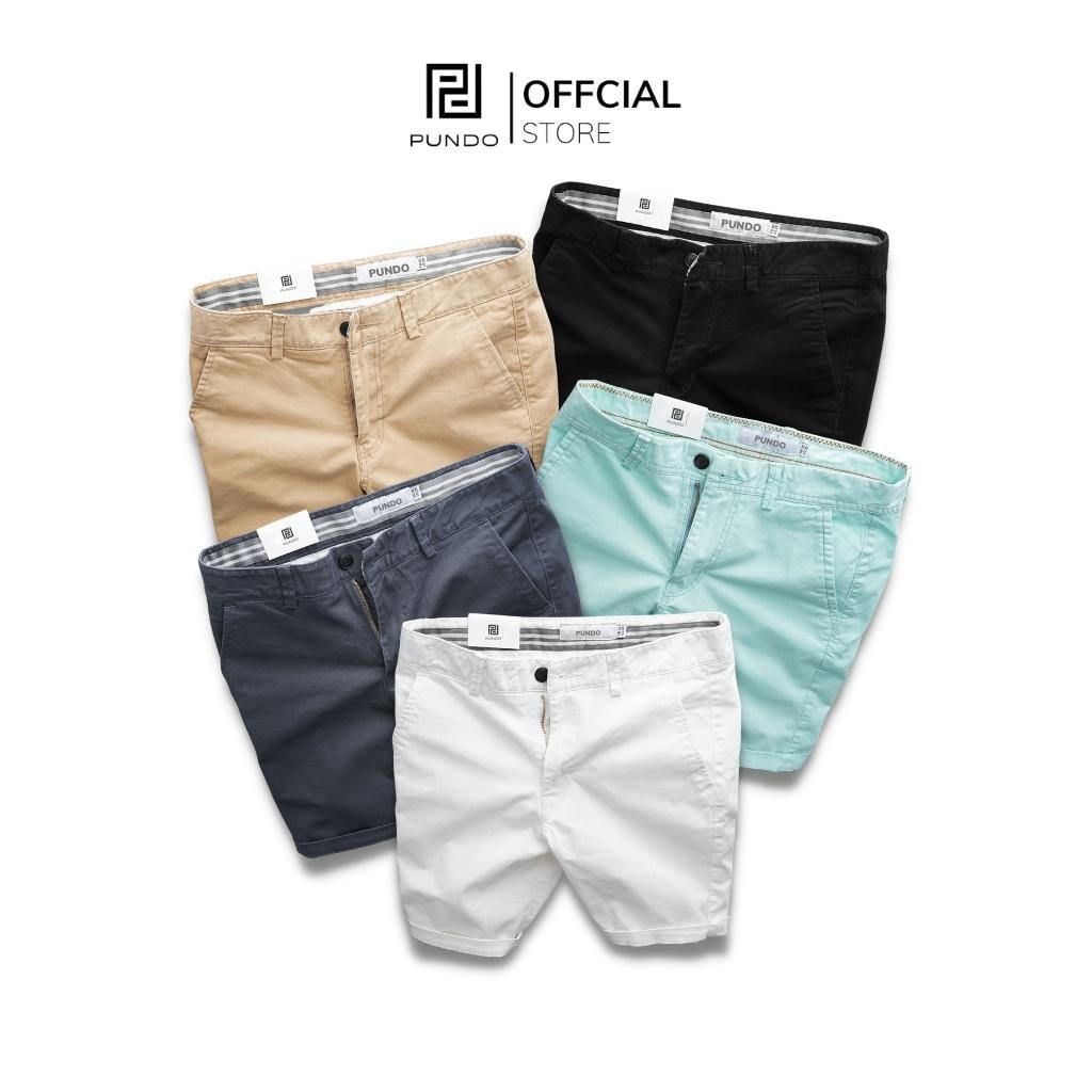 Quần short kaki nam ngắn trên gối màu basic đơn giãn chất kaki cao cấp dễ phối PUNDO QSPD12 - Hàng nhập khẩu