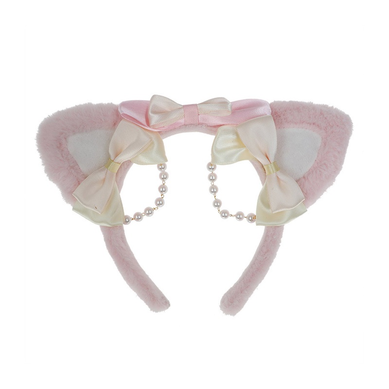 Băng Đô Tai Mèo Phối Lông Hóa Trang Lolita Dễ Thương