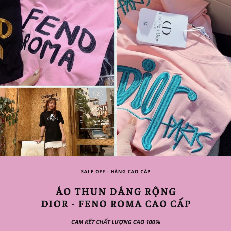 Áo thun nữ giấu quần , áo phông nam đính đá chất liệu vải cotton co giãn 4 chiều mềm mịn from rộng dior Sunstore