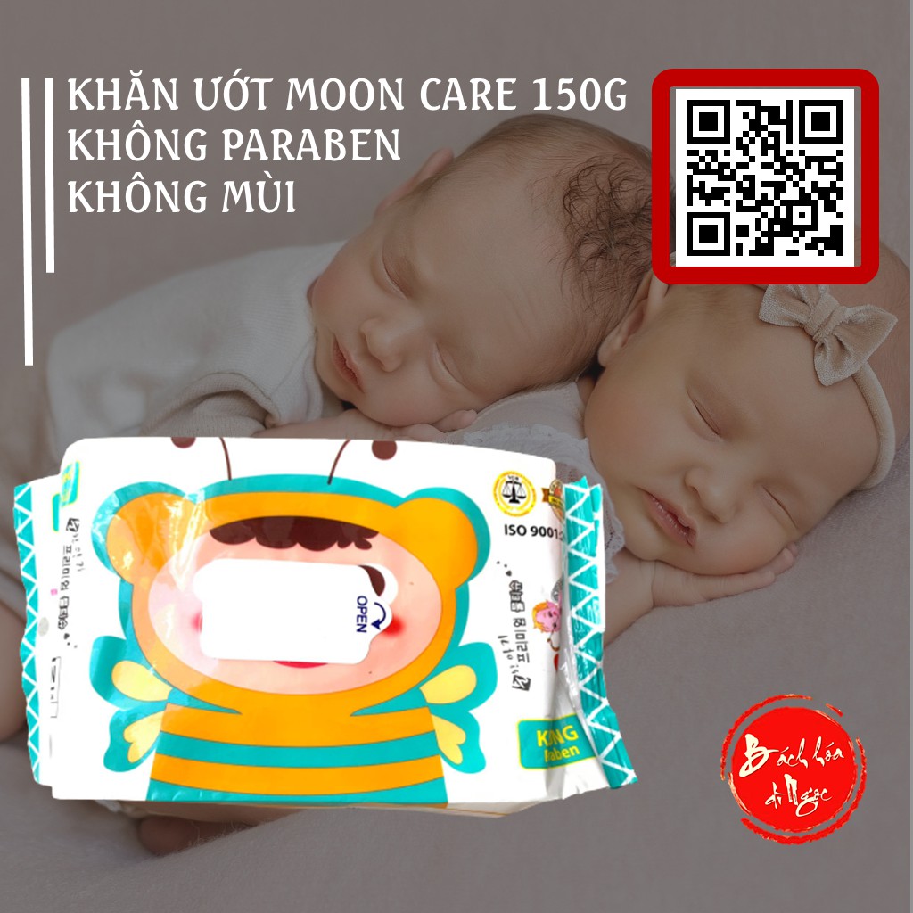 Khăn giấy ướt Baby Wipes Moon Care loại lớn hơn 150g (30x26cm) không mùi, không paraben [Mã NGOCMC150 giảm 5K đơn 99K]