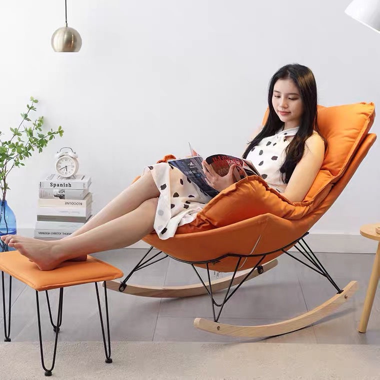 Ghế sofa bập bênh thư giãn kèm đôn để chân, Ghế bành sang trọng nằm đọc sách xem phim- Kiwi.baby.shop