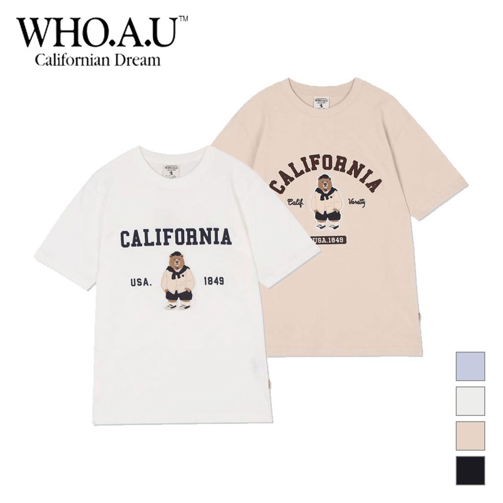 Áo thun WHOAU W Steve WHRAB2311U Unisex - Áo phông gấu authentic giá rẻ - Thời trang Hàn Quốc chính hãng