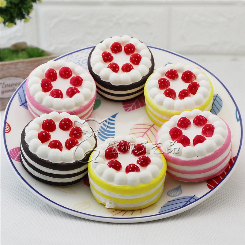 Squishy Lớn JUMBO Hình bánh kem 6 dâu nhiều màu Đồ Chơi Xốp Giảm Stress Hình mềm mịn dễ Thương đàn hồi Cho Bé