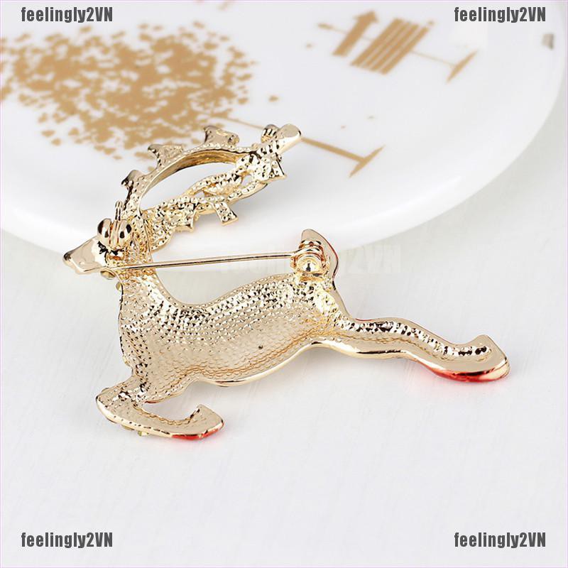 ❤Mặt Trời❤ Ghim Cài Áo Hình Tuần Lộc Giáng Sinh Đính Đá