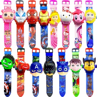 Đồng hồ hoạt hình dành cho trẻ em ❥ ❈ Máy chiếu Paw Patrol Iron Man Spider Man Frozen Hello Kitty Cars Đồng hồ đeo tay trẻ em