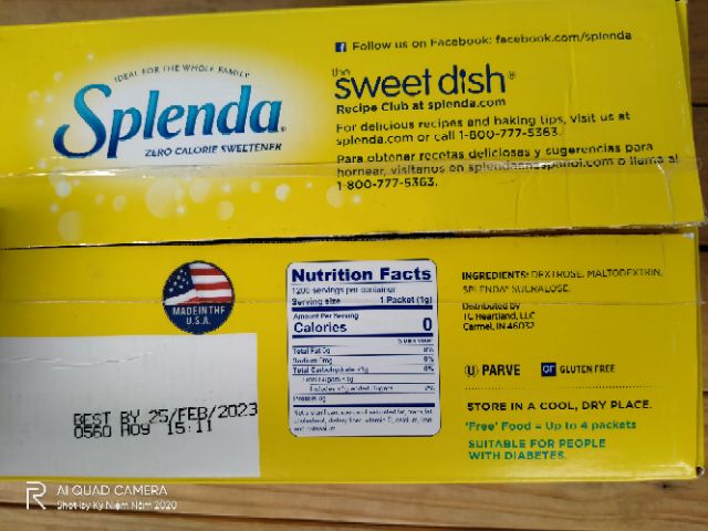 ❤ĐƯỜNG KIÊNG SPLENDA GÓI 1GRAM 50/50GÓI .