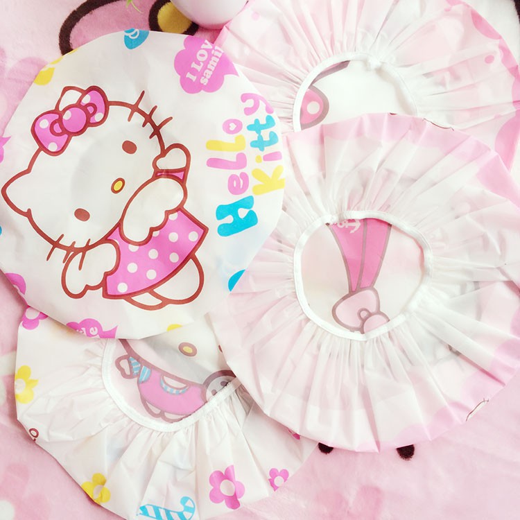 Mũ trùm tóc tắm chống thấm nước hình Hello Kitty đáng yêu phụ kiện phòng tắm cho người lớn 