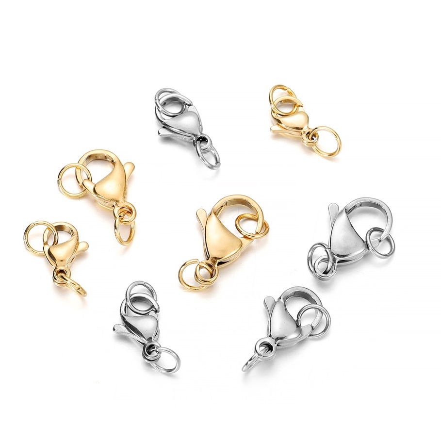 Set 5 kẹp tôm hùm kèm 10 khoen tròn St.kunkka làm vòng tay bằng thép không gỉ