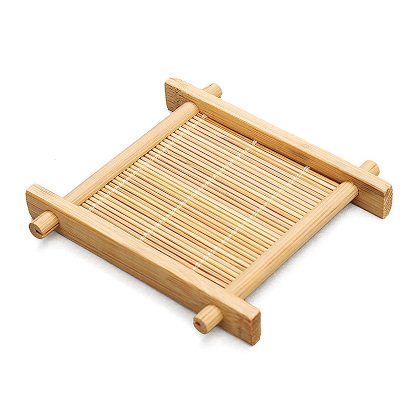 Set 10 Đế Lót Ly Trà / Cà Phê Bằng Tre Hình Vuông Tiện Dụng