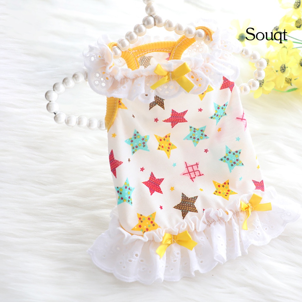 Đầm đính nơ thoáng khí thời trang mùa hè cho thú cưng