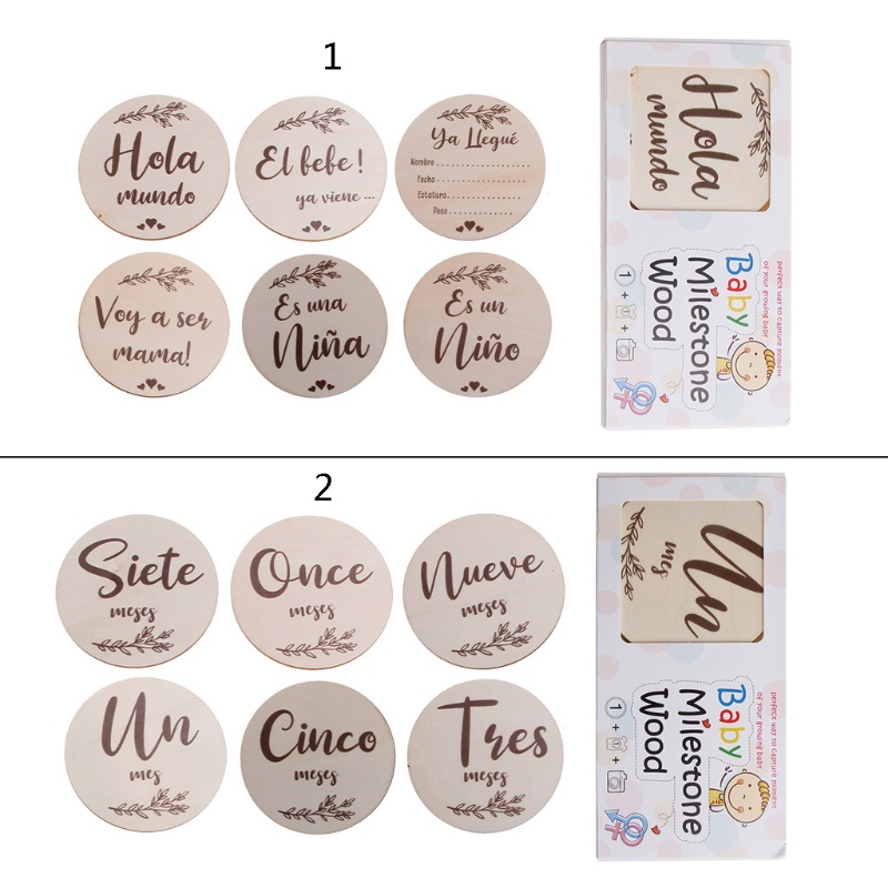 Set 6 Tấm Thẻ Ghi Chú Đánh Dấu Cột Mốc Phát Triển Theo Tháng Cho Bé