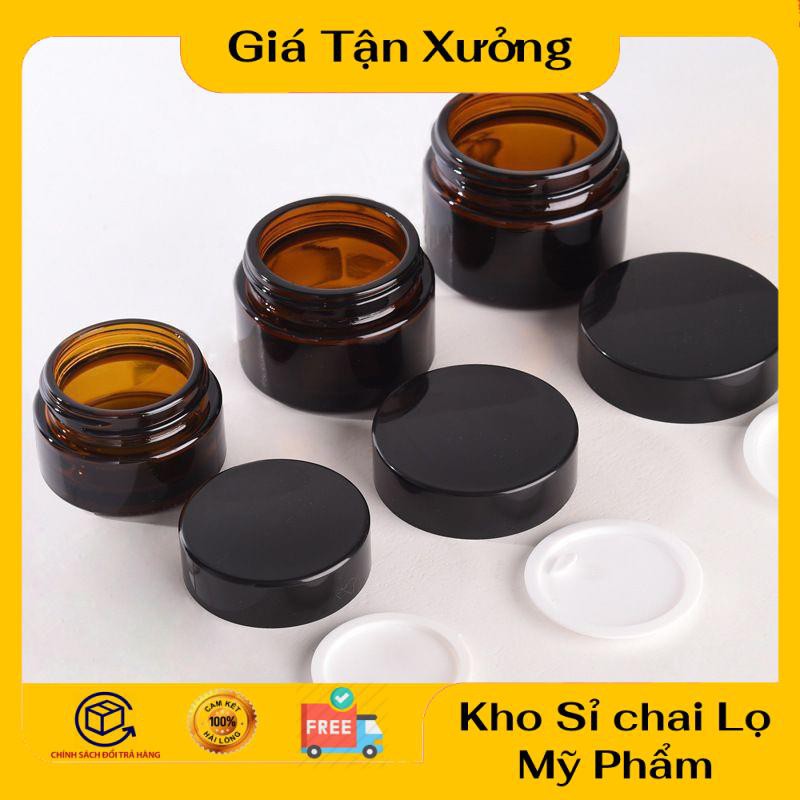 Hũ Chiết Mỹ Phẩm ❤ TRÙM SỈ ❤ Hũ Chiết Kem Thủy Tinh Nâu 5g,10g,15g,20g,30g,50g  , Hũ lọ chiết mỹ phẩm , phụ kiện du lịch