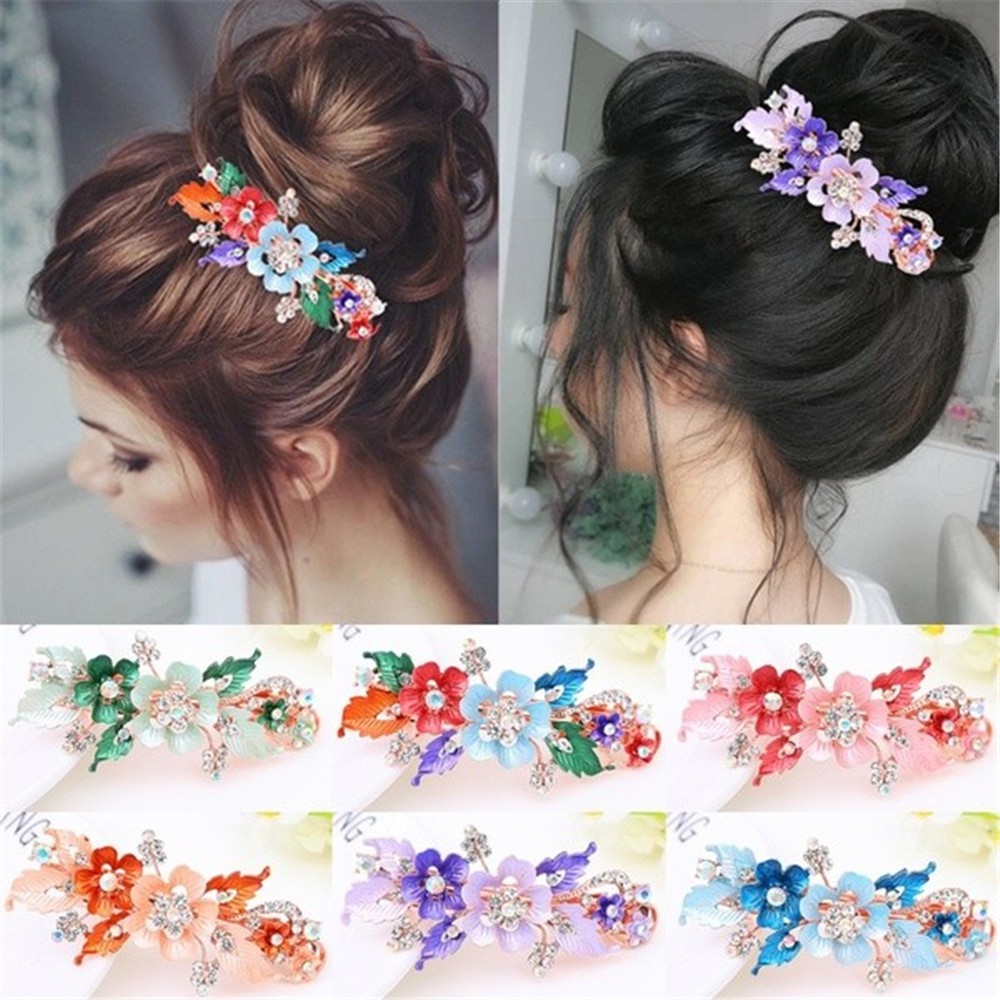 Kẹp tóc hình hoa thiết kế hợp thời trang cho nữ