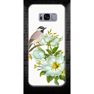 Ốp lưng samsung s8, s8 plus- chim đậu cành hoa trắng