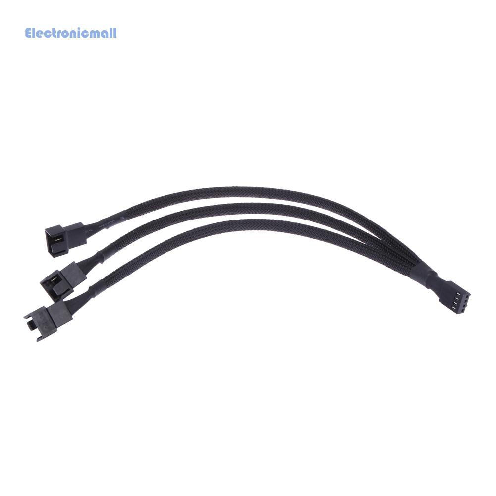 Dây cáp quạt PWM 4 chấu chia 1 đầu thành 3 đầu vỏ màu đen