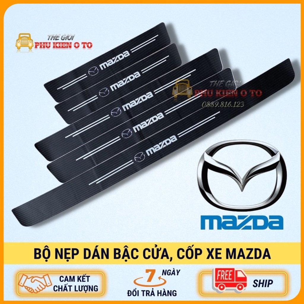 MAZDA - Bộ Miếng Dán Chống Trầy Xước Có Logo Hãng MAZDA Bảo Vệ Bậc Cửa Và Dán Cốp Xe Hơi, Xe Ô Tô